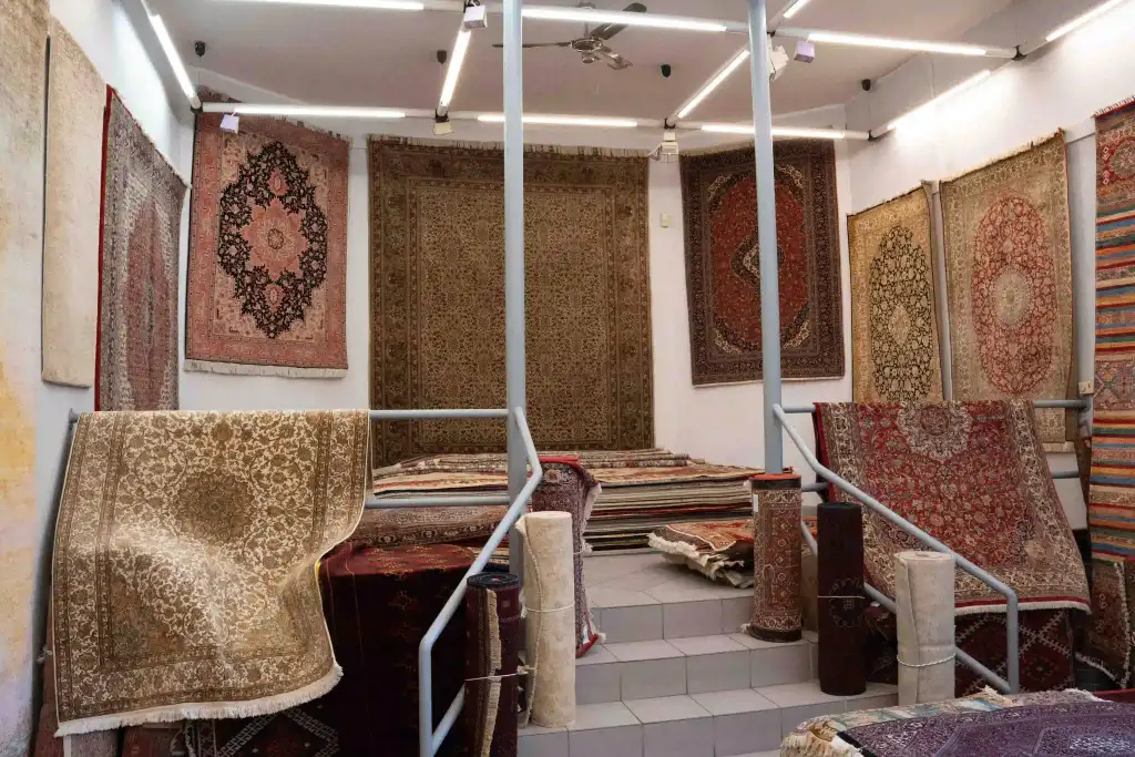 Handcrafted rug collection display