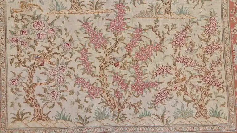 qom selyemszőnyeg hátulja