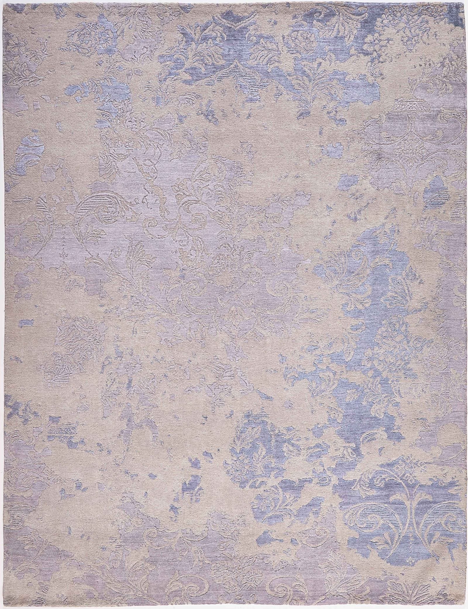INDIAN AVANT-GARDE LOTUS BLUE HANDMADE CARPET