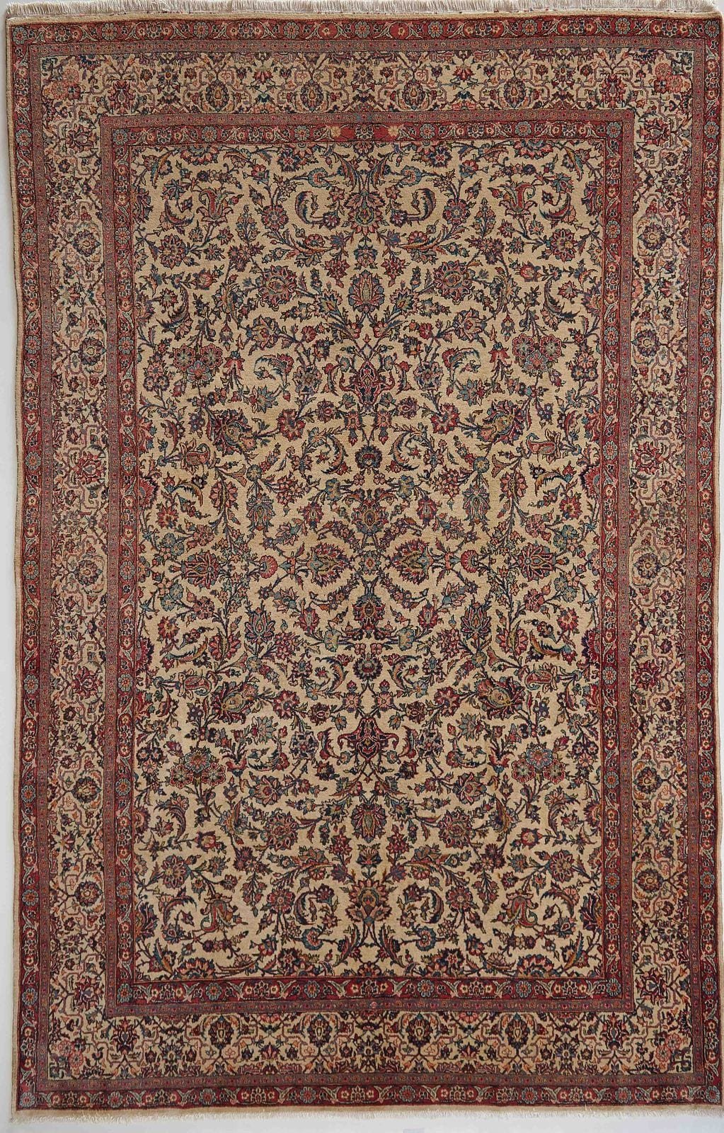 ANTIK IRÁNI KASHAN KÉZI CSOMÓZÁSÚ GYAPJÚ SZŐNYEG