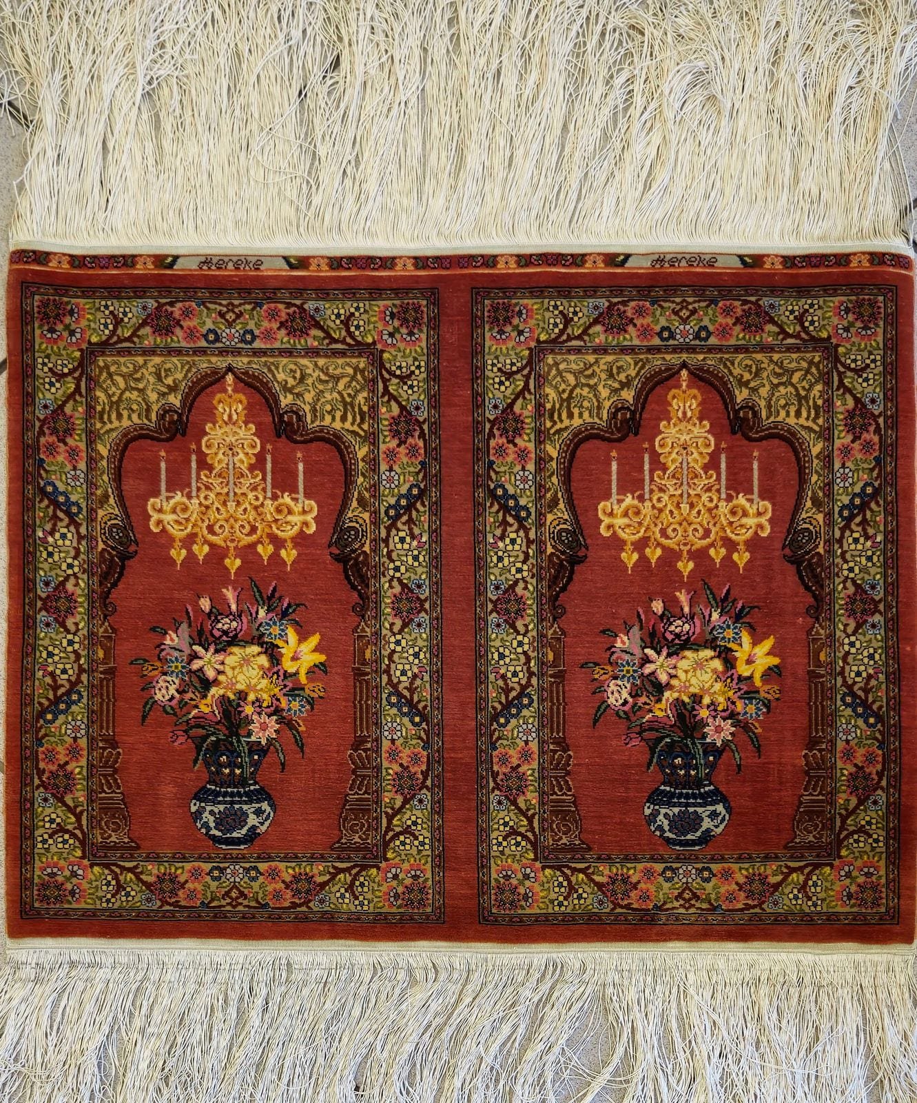 UZBEK FERGHANA HEREKE SILK HANDMADE CARPET