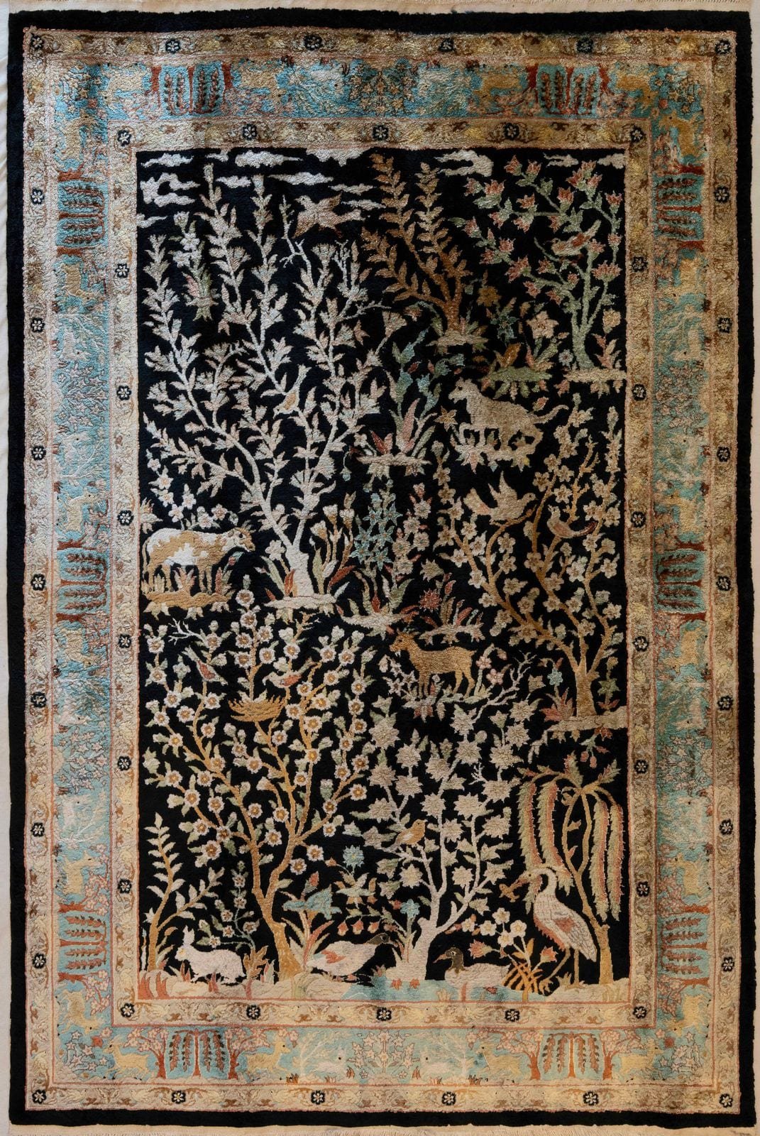 INDIAN KASHMIR SILK HANDMADE CARPET