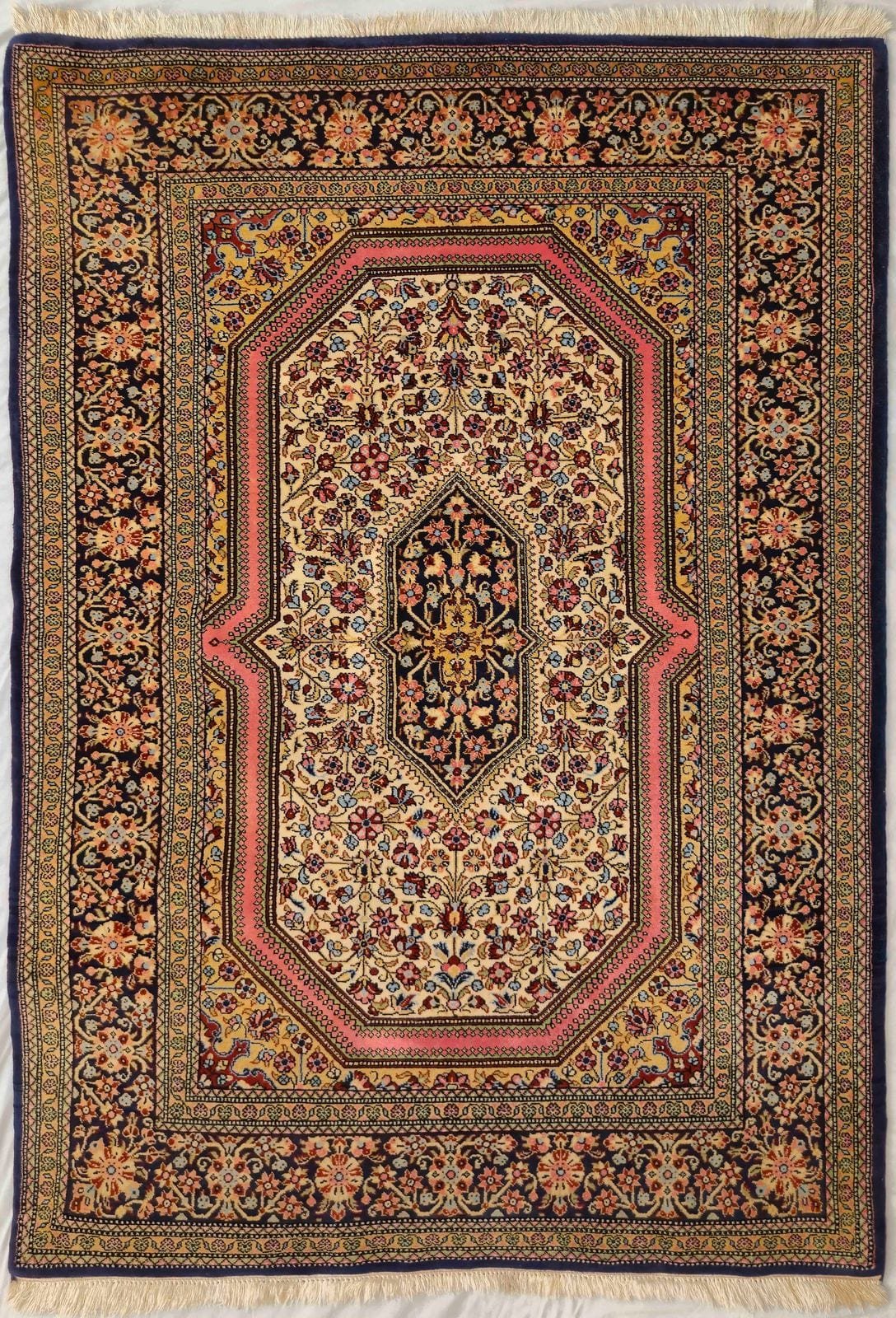 IRANIAN QOM HANDMADE WOOL CARPET